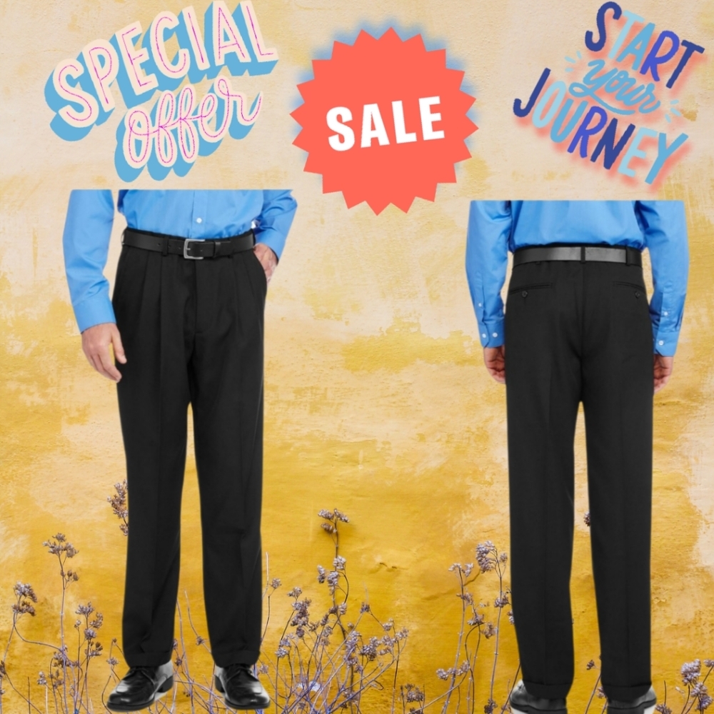 COPY - George Men Black Size 44x32 ( Plus Siz) ( Big n Tall) Relaxed Men's Dres…